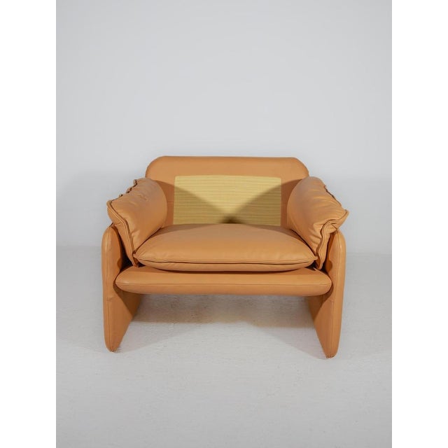 Wood Set of Ds-61 Armchairs in Camel Leather attributed to de Sede, 1970s For Sale - Image 7 of 14