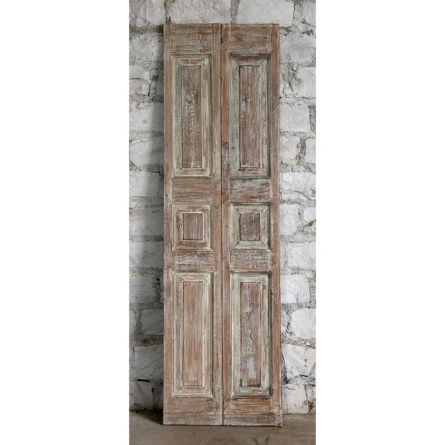 Mid-Century Modern Antique Hand-Carved French Double Doors | Rustic Wood Hinged or Sliding Barn Doors 80x24 For Sale - Image 3 of 4
