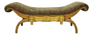 Vintage Italian Hollywood Regency Style Leopard Print Upholstered Window Bench
