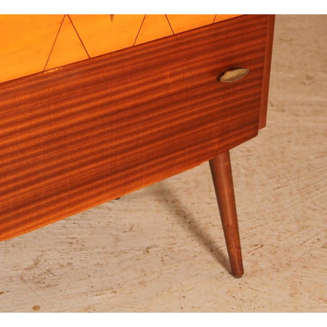 Brown Mid-Century Mahogany Chest of Drawers with Brass Handles by Lebus, 1950s For Sale - Image 8 of 12