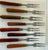 Mid 20th Century Vintage Japanese Mid-Century Stainless & Wood Cocktail Forks — Set of 9 For Sale - Image 5 of 11