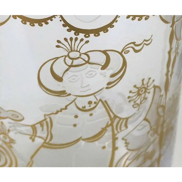Glass Mid-Century Bjorn Wiinblad Crystal Vase 22K etched 'Commedia" Design- signed For Sale - Image 7 of 11