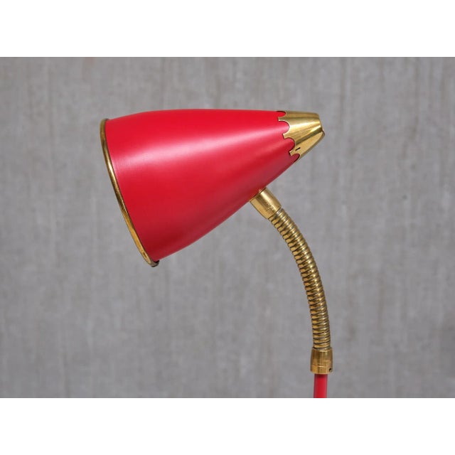 Vintage Norwegian Adjustable Table Lamps in Red Metal and Brass, 1960s, Set of 2 For Sale - Image 10 of 17