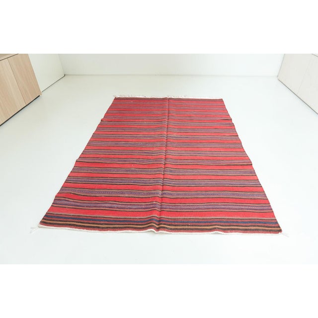 Textile 1960s Anatolian Oushak Stripe Kilim Rug For Sale - Image 7 of 10