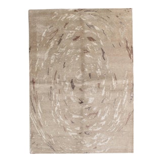 Modern Abstract Hand-Knotted Wool & Silk Rug 5'6" X 7'10" For Sale