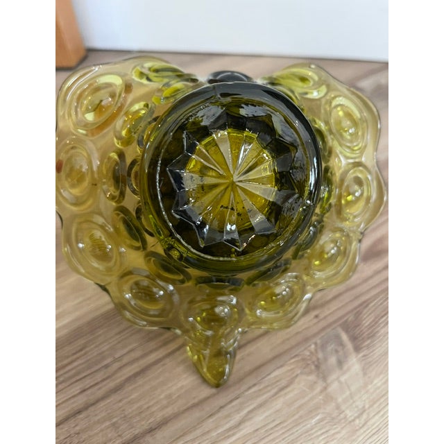 Mid-Century Modern Vintage Mid-Century Modern Olive Green Art Glass Swan Trinket Dish For Sale - Image 3 of 8