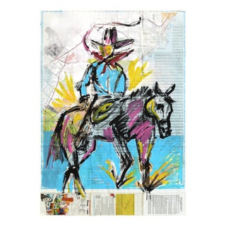 The Long Way West - Original Americana Western Acrylic Artwork on Paper Map by Jesse Black For Sale