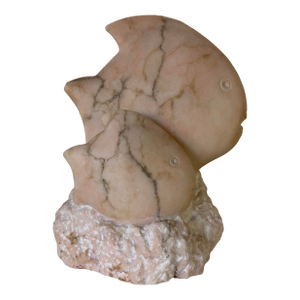 1980’s Vintage Hand-Carved Marble Tropical Fish Sculpture