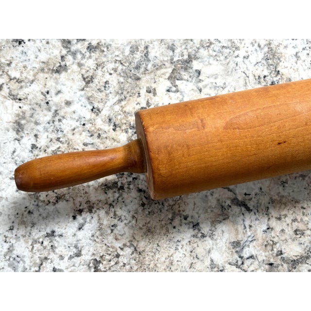 French Country Large Midcentury Wooden Rolling Pin For Sale - Image 3 of 6