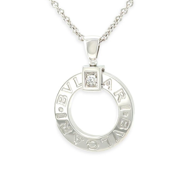 Contemporary Bvlgari 18ct White Gold Bvlgari Bvlgari Diamond Necklace 0.07ct For Sale - Image 3 of 8