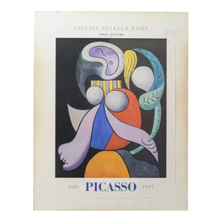 Large Vintage Picasso Exhibition Poster, Framed, 1981 For Sale