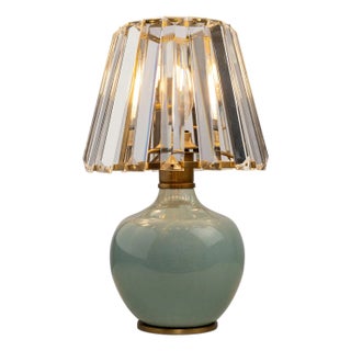 Eclipse Celadon Blue Crystal Shade Mini Lamp For Sale