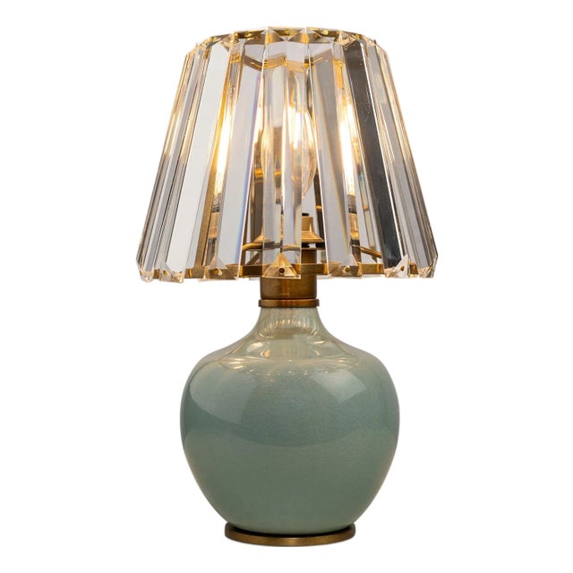 Eclipse Celadon Blue Crystal Shade Mini Lamp For Sale