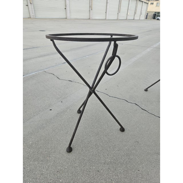 1960s Pair Cast Iron Folding Tripod Side Table Base For Sale - Image 4 of 8