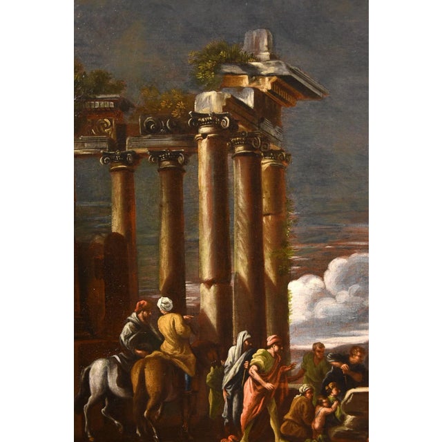 After Giovani Ghisolfi, View of Classical Ruins Pythagoras Landscape, 1660, Oil on Canvas, Framed For Sale - Image 10 of 12