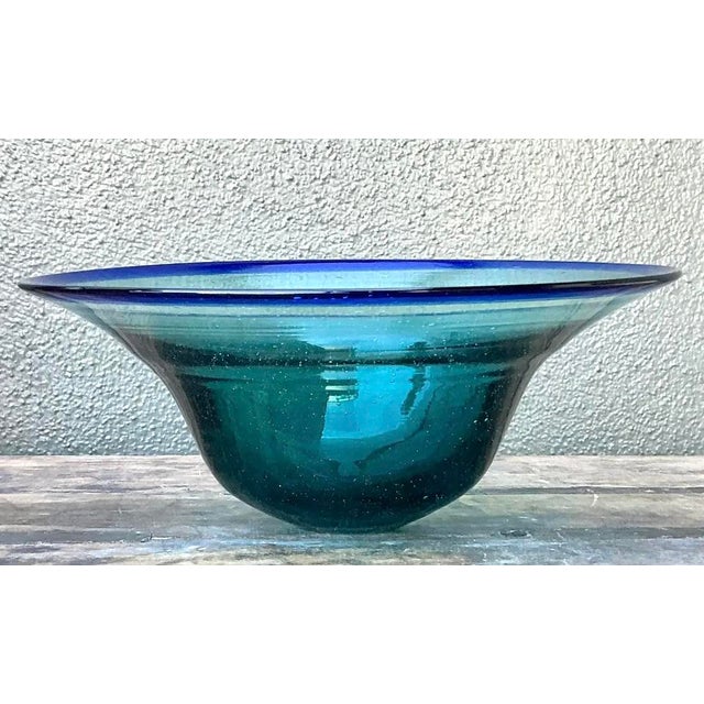 Late 20th Century Vintage Boho Blown Glass Bowl For Sale - Image 5 of 12