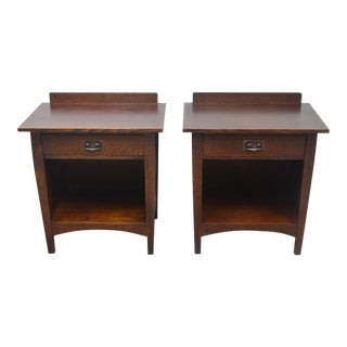 Stickley Mission Oak Nightstands Bedside Tables - a Pair For Sale