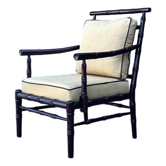 Vintage Vanguard Carved Bamboo Lounge Chair For Sale