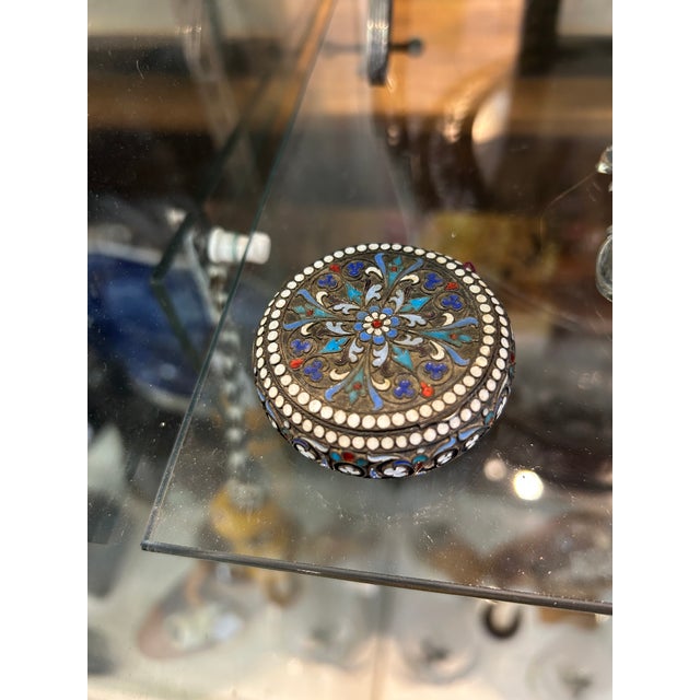 Russian Antique Cloissone Pill Box For Sale - Image 4 of 6