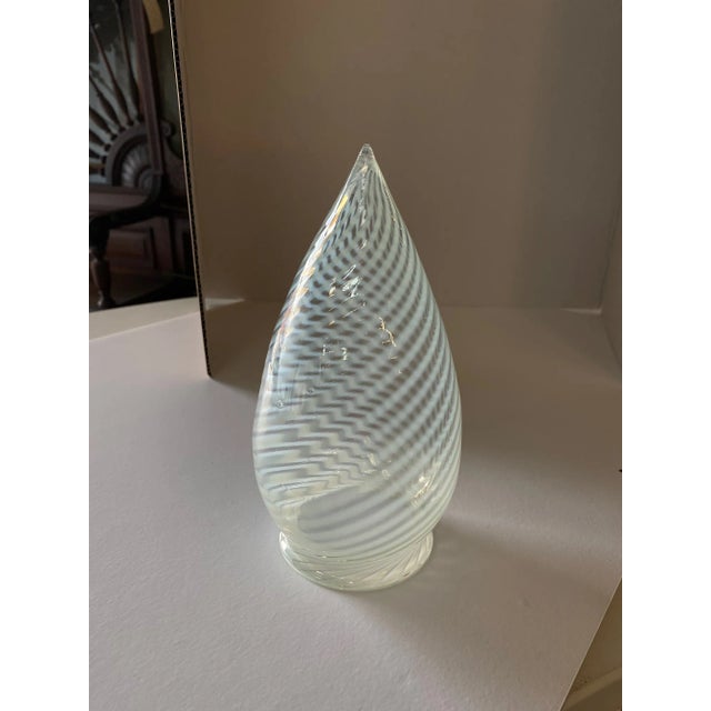 Art Deco 1960s Vintage Opalescent Swirl Glass Teardrop Bullet Ceiling Light Shade/ Globe With Silver Fitter For Sale - Image 3 of 9