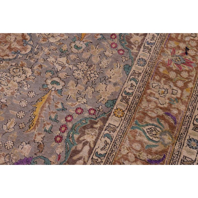 Shabby Chic Hand Painted Vintage 1990's Gray/Brown Wool Rug - 9'9'' X 12'10'' For Sale In New York - Image 6 of 10