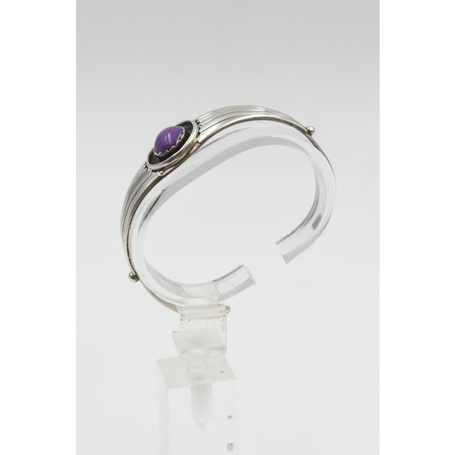 Late 20th Century Native American Sugilite Sterling Silver Cuff Bracelet For Sale - Image 10 of 12