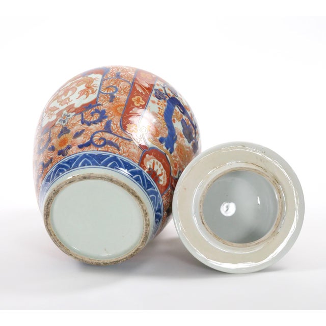 Large Antique Meiji Period Porcelain Imari Lidded Jars Urns For Sale - Image 12 of 12