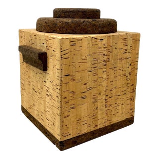 1970s Mid Century MOdern Two-Tone Cork Ice Bucket For Sale
