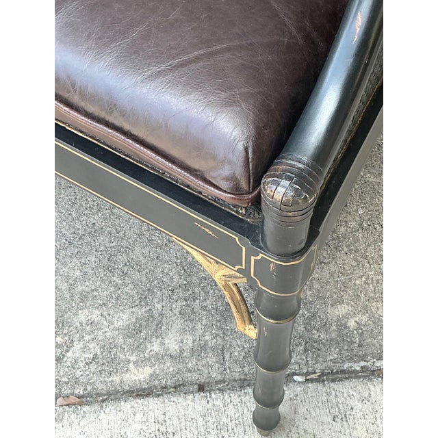 Vintage Leather Cushion Cane Settee For Sale - Image 10 of 17