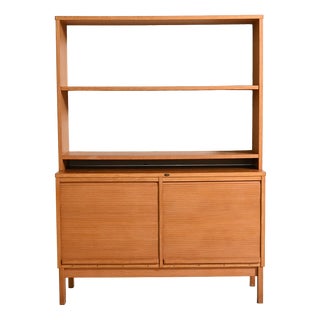 Vintage Oak Bookcase with Shutter Doors, 1960s For Sale