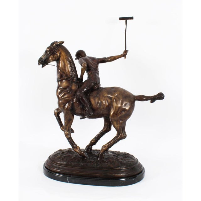 Polo Player Galloping Horse Sculpture, 20th Century, Bronze For Sale - Image 11 of 14