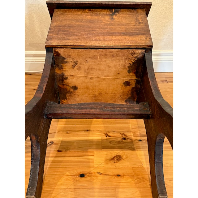 Antique Primitive Sewing Cabinet – Slant-Lid Yarn & Thread Box on Stand For Sale - Image 10 of 12