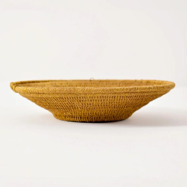 Mustard Early 20th Century Sisal Handwoven Ochre Basket Eswatini 6inch For Sale - Image 8 of 8
