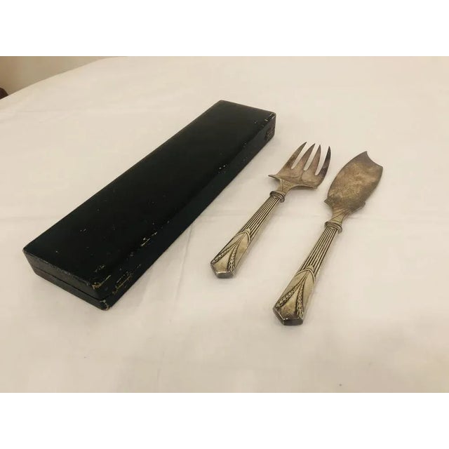 Beige Antique French Art Deco Serving Cutlery, 1920s, Set of 2 For Sale - Image 8 of 9