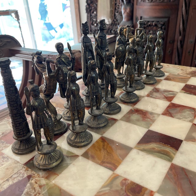 Late 19th Century 3 Piece Chess Table With Two Italian 19th Century Renaissance Revival Savonarola Chairs For Sale - Image 5 of 8