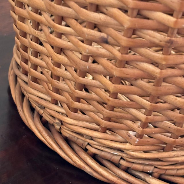 Mid-20th Century Natural Wicker Wastepaper Basket For Sale In Baltimore - Image 6 of 13