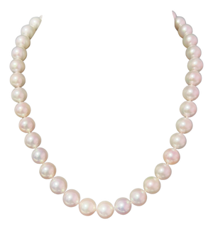 Akoya Pearl Diamond Necklace 16" 18k Gold 10 mm Certified