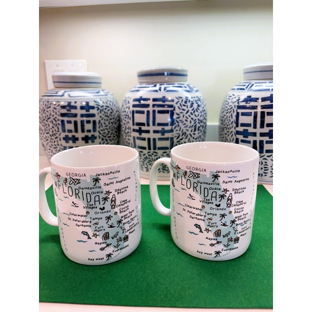 Collectible Fine China Large Florida Jumbo Map Mugs – A Pair For Sale - Image 9 of 9