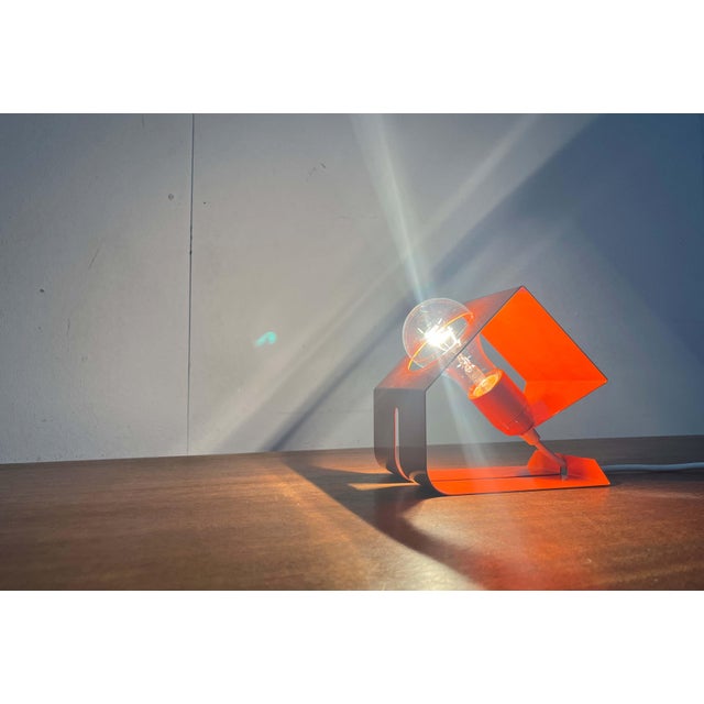 Mid-Century Modern Space Age Minimalist Orange Metal Table Lamp, 1960s For Sale - Image 16 of 18