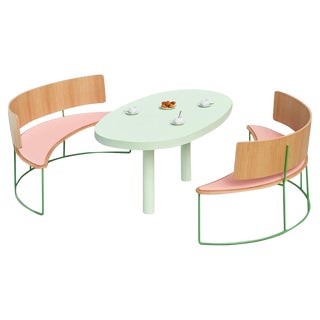 Set of Boomerang Benches in Pink by Pepe Albargues For Sale
