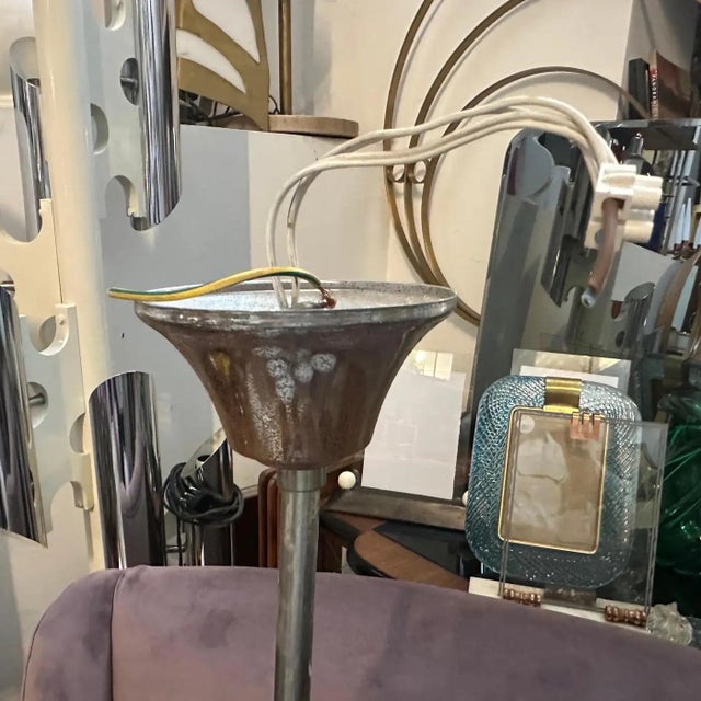 1960s Space Age Steel and Opaline Glass 10 Lights Italian Chandelier For Sale - Image 17 of 17