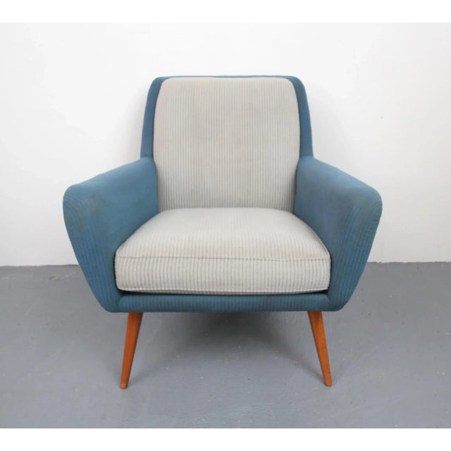 Armchair in Pigeon Blue-Light Gray, 1950s For Sale - Image 4 of 13