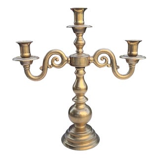 Art Deco Brass Triple Candlestick, 1920s For Sale