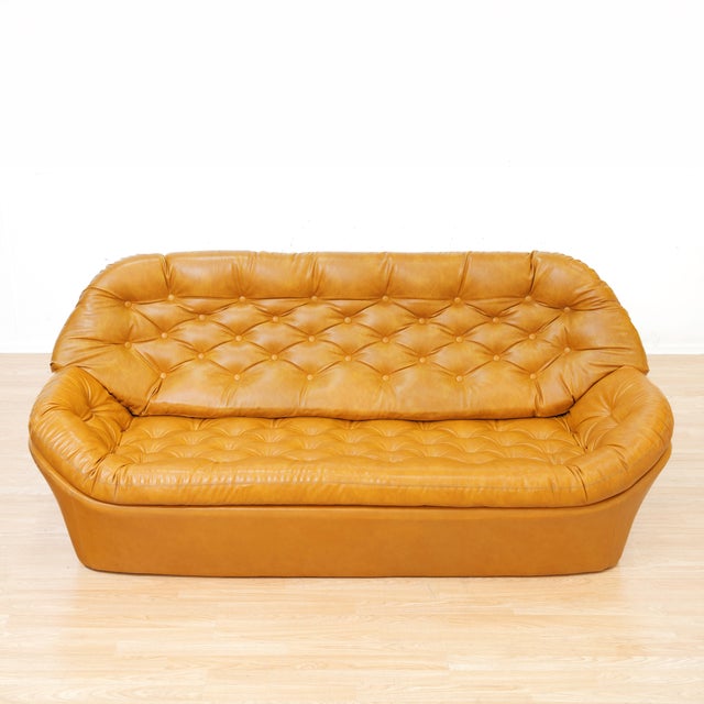 Sculptural 1970s Tufted Camel Lounge Chair & Sofa Set For Sale - Image 16 of 18