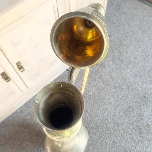 Mid 20th Century Moorish Etched Brass Pitcher/Ewer/Aftaba/Surahi For Sale - Image 10 of 12