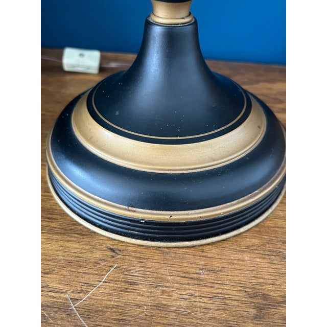 Vintage Bouillotte Table Lamp — Black Tole & Gilt Metal, Three-Light French Style, Circa 1970s For Sale - Image 12 of 18