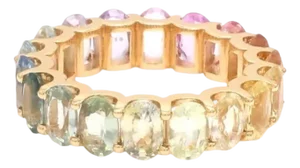 Natural 10.18 cts rainbow sapphire band ring in 18k gold