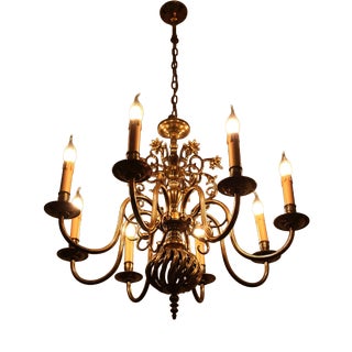 Antique German Brass Chandelier For Sale