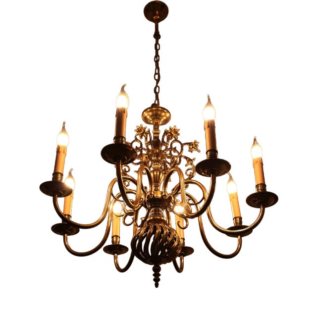 Antique German Brass Chandelier For Sale