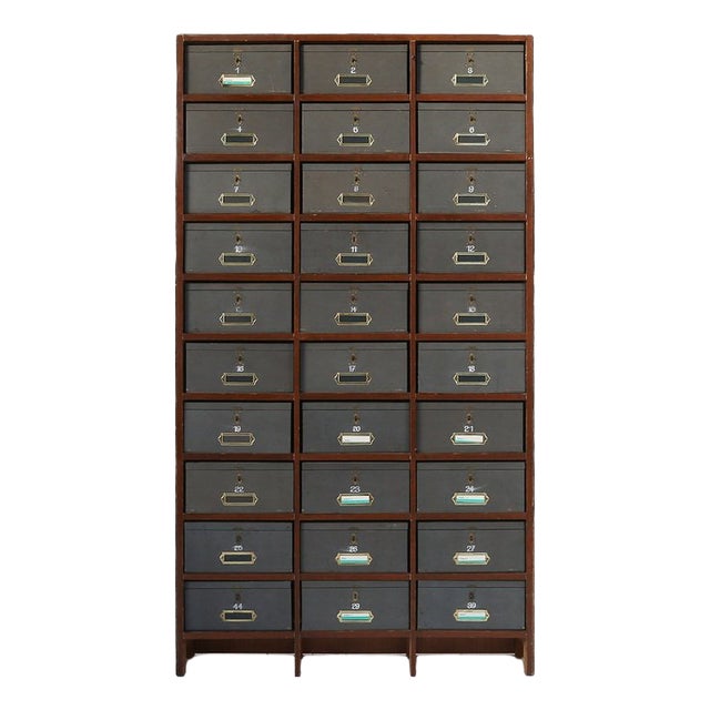 Industrial Filing Cabinet in Wood, Belgium, 1920s For Sale